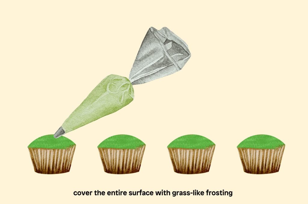 Cover the entire surface with grass like frosting