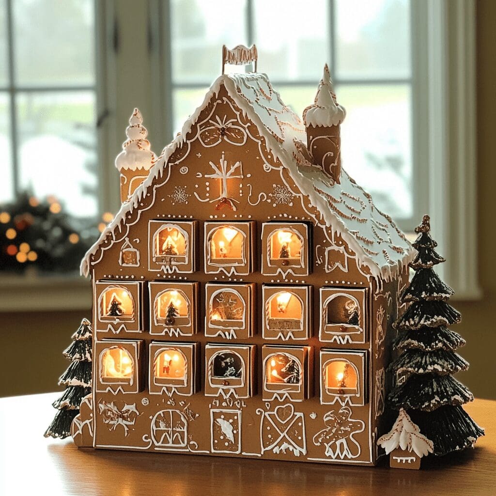 Diy gingerbread house advent calendar