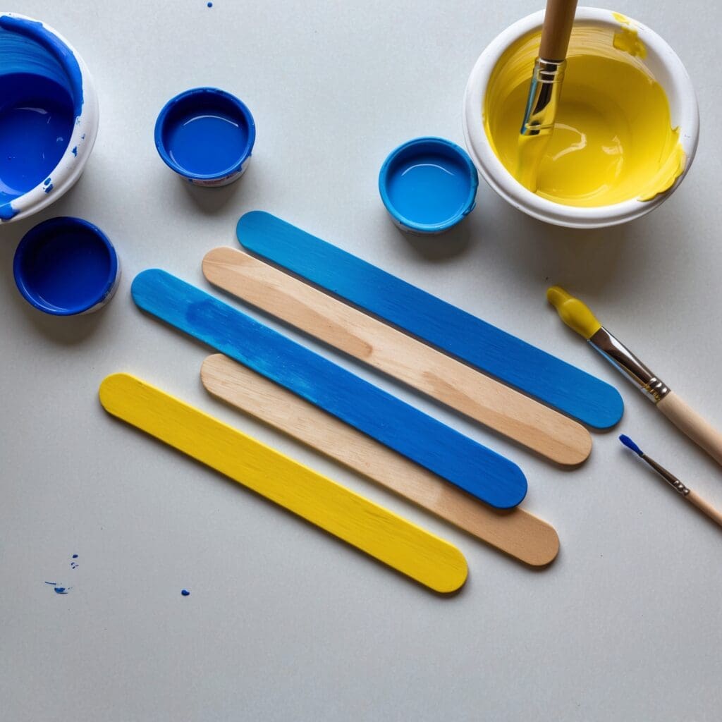 Step 1 paint the popsicle sticks