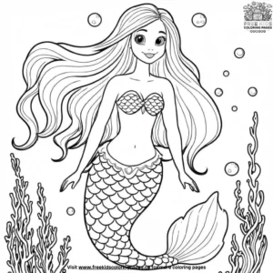 Adorably Cute Mermaid Coloring Pages For Kids