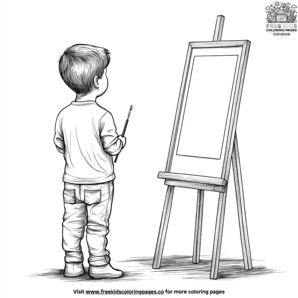 Boy painting coloring pages