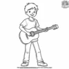 Boy Playing Guitar Coloring Pages