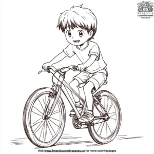 Boy Riding a Bicycle Coloring Pages