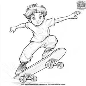 Boy skateboarding coloring pages