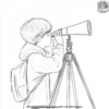 Boy with a Telescope Coloring Pages