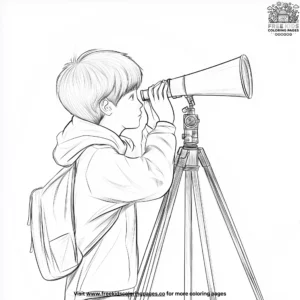 Boy with a Telescope Coloring Pages