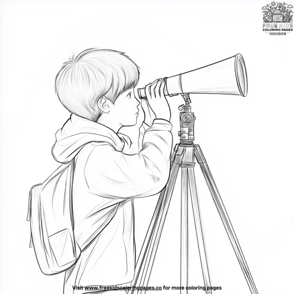 Boy with a telescope coloring pages