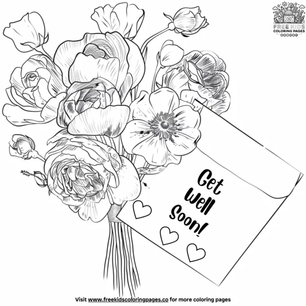 Cheerful flowers get well coloring pages