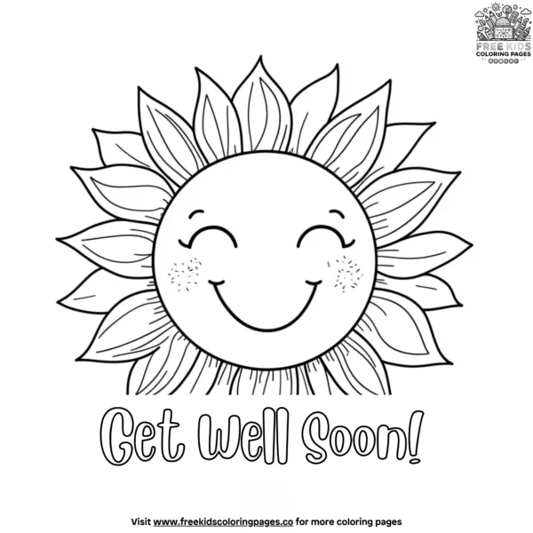 Cheerful sunshine get well soon coloring pages