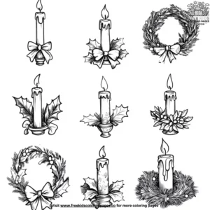 Christmas candles coloring pages