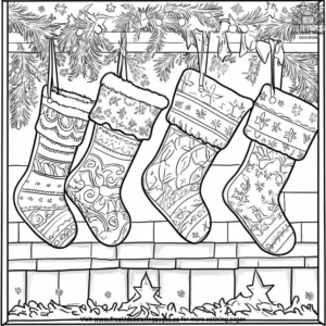 Holiday stockings coloring pages