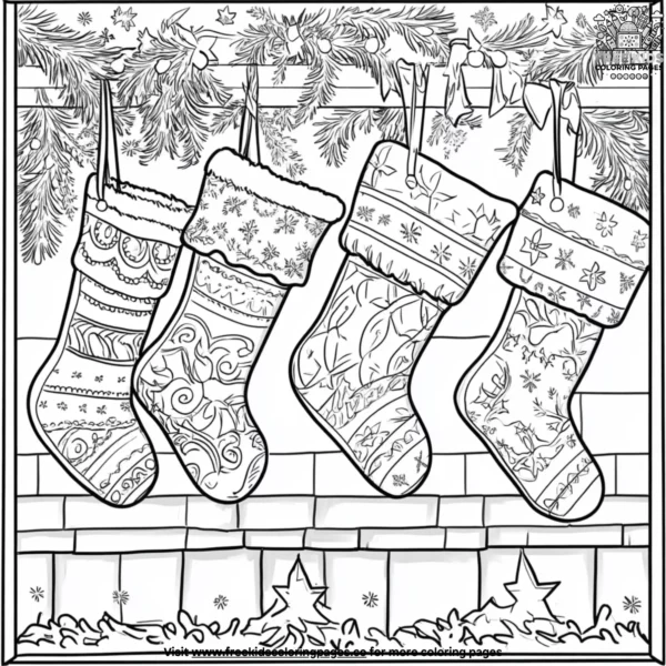 Holiday stockings coloring pages