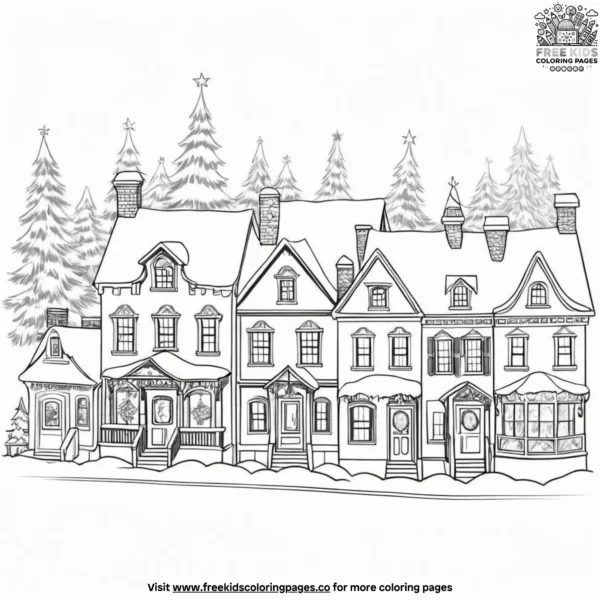 Christmas village coloring pages