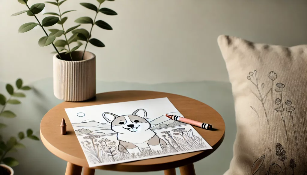 Corgi coloring pages 2