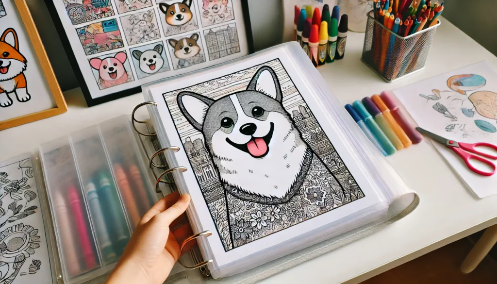 Corgi coloring pages 4