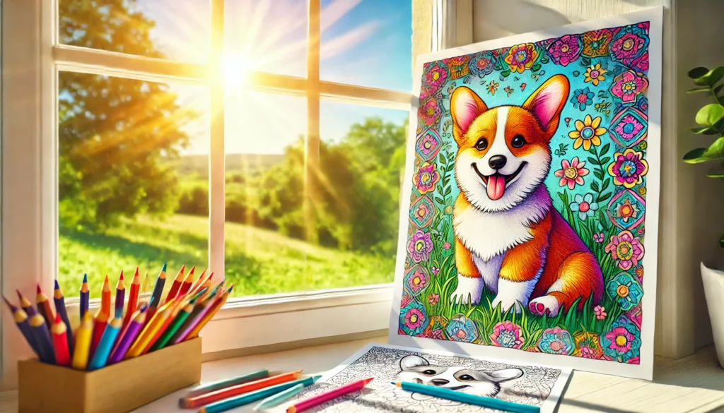 Corgi coloring pages 5