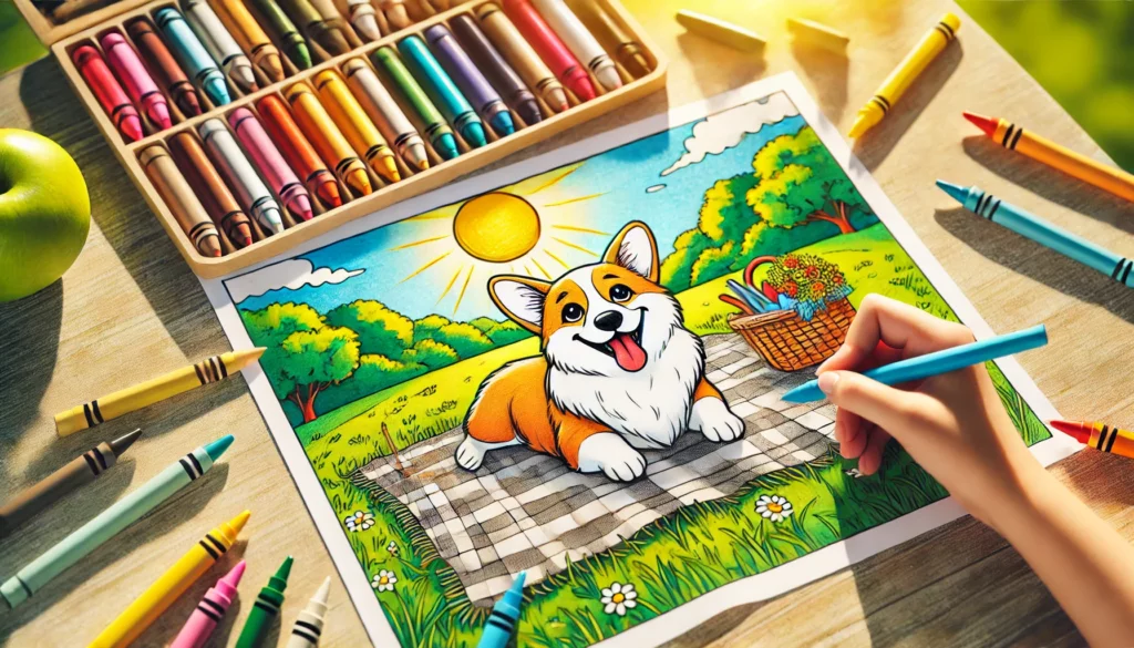 Corgi coloring pages 6