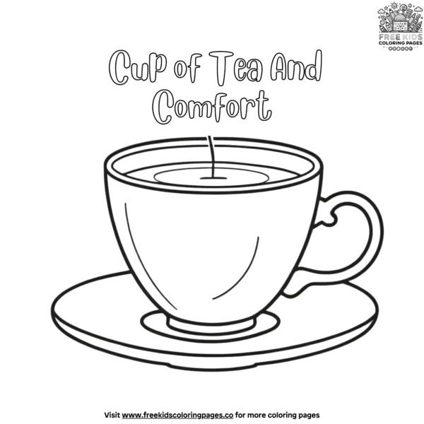 Cup of tea and comfort coloring pages