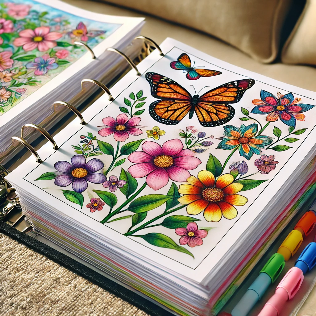 Flower and butterfly coloring pages 23