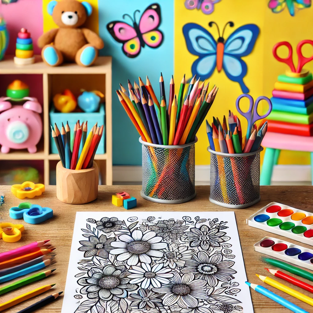 Flower and butterfly coloring pages 32