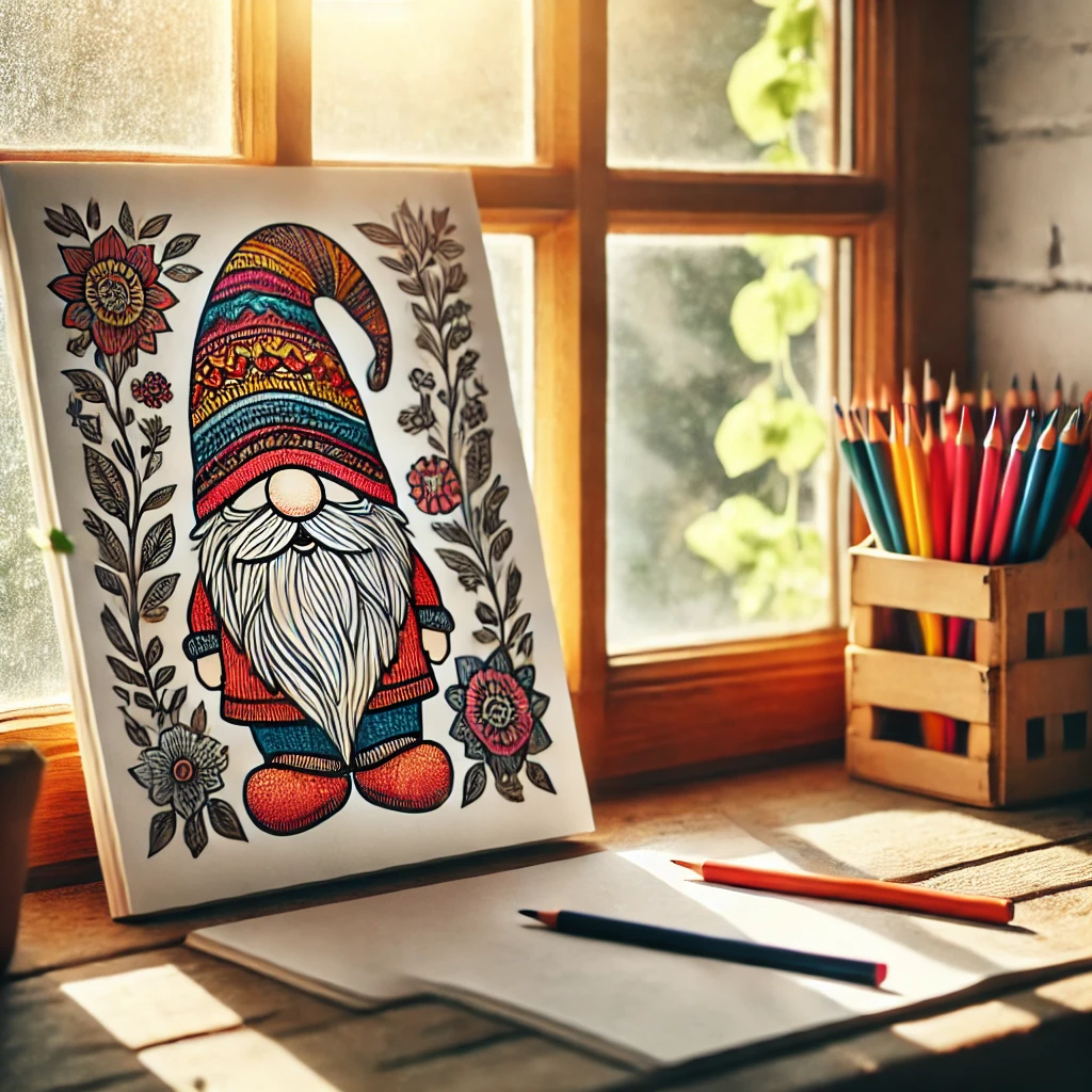 Gnome coloring pages 4