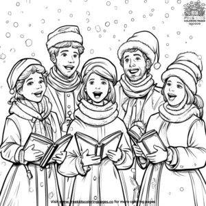 Festive carolers coloring pages