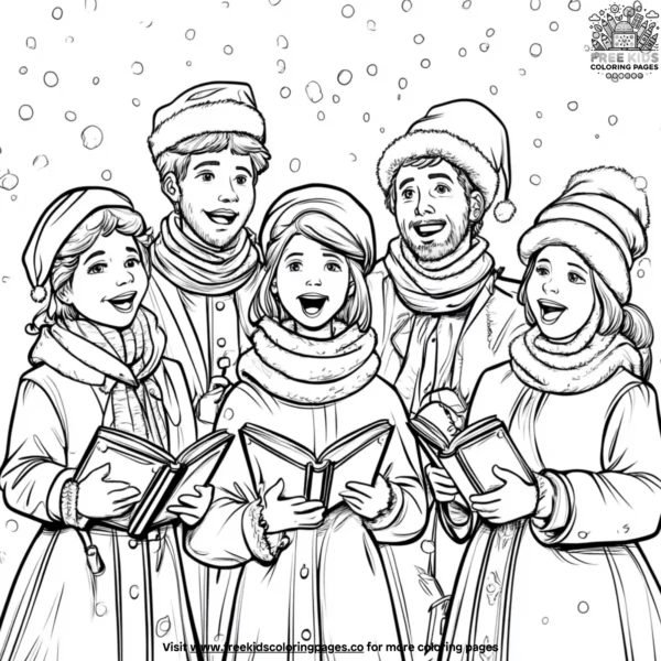 Festive carolers coloring pages