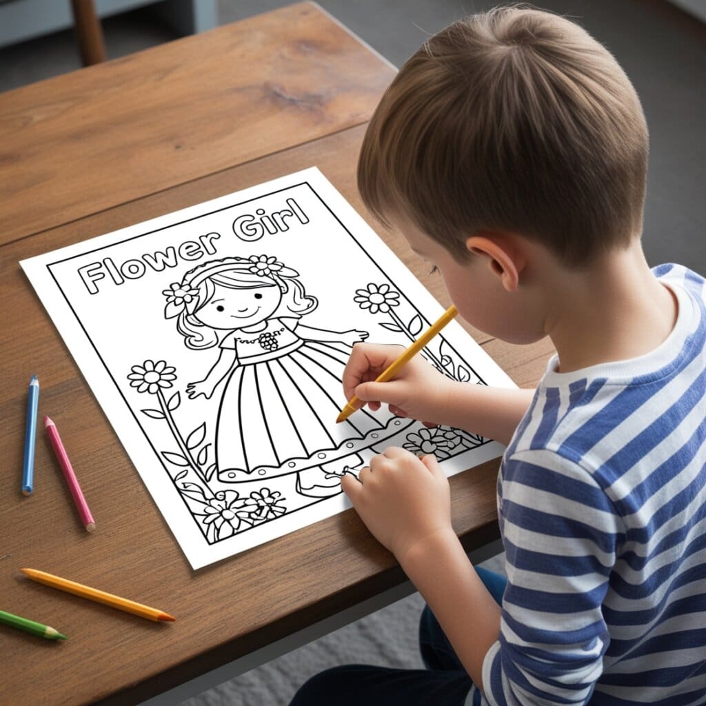 Flower girl coloring pages 4