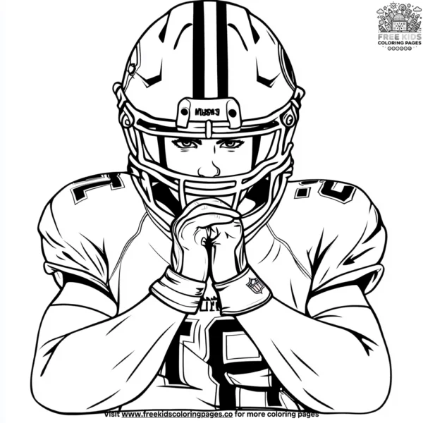 Focused football player coloring pages