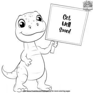 Friendly Dinosaur Get Well Coloring Pages