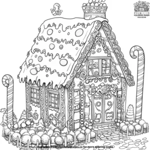 Gingerbread home coloring pages