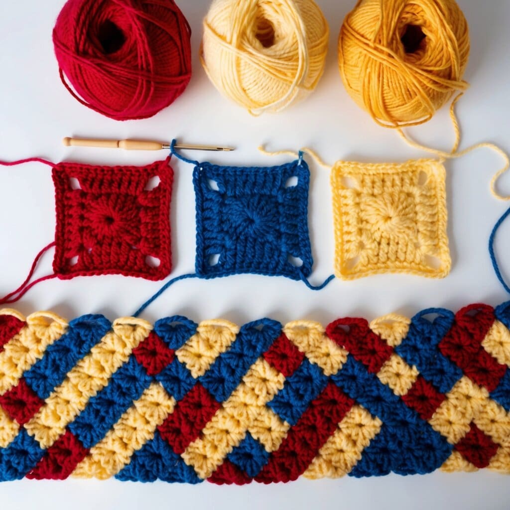 Granny square scarf step 3