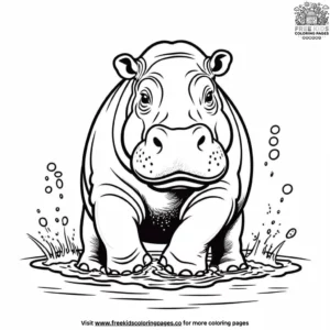 Hippo Splash Coloring Pages