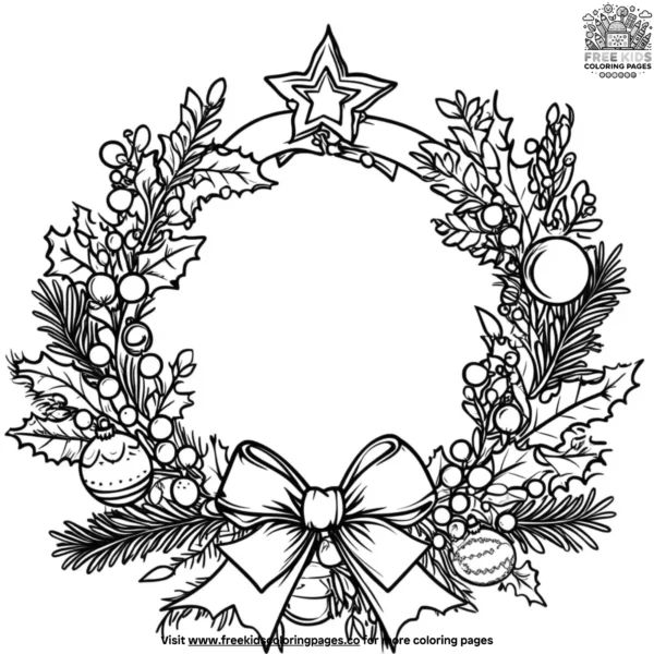 Holiday wreath coloring pages