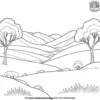 Valley with Trees Coloring Pages