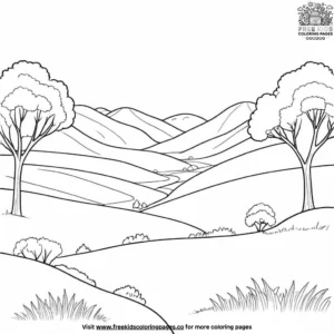 Valley with trees coloring pages