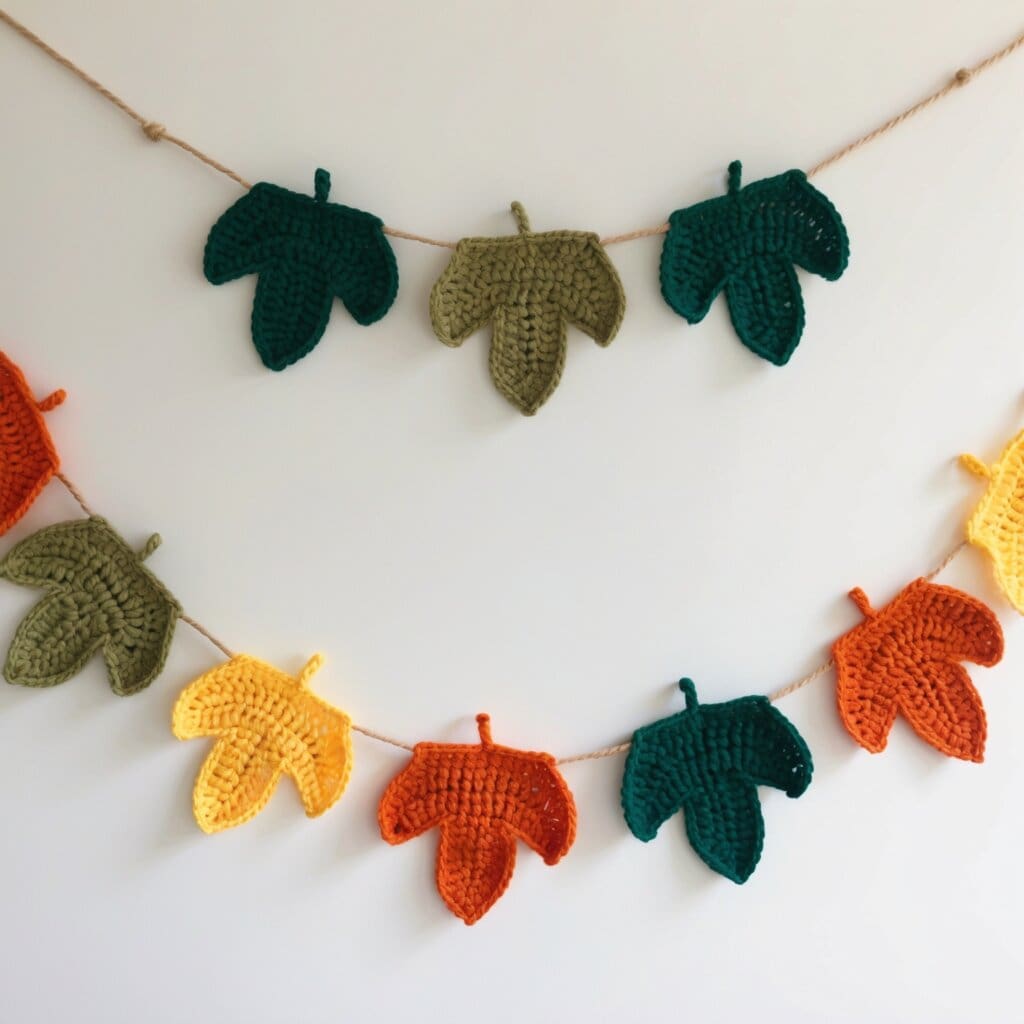 Crochet leaf garland example 1