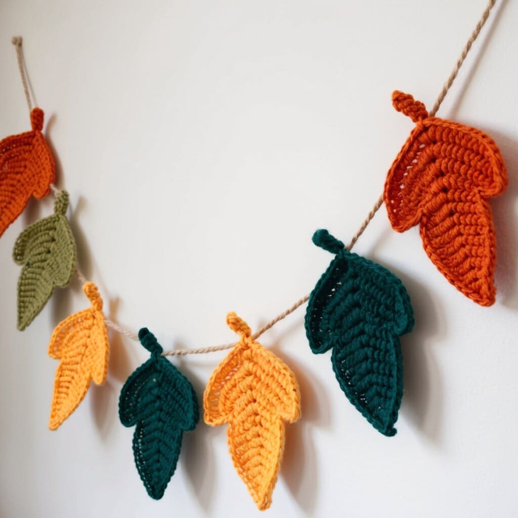 Crochet leaf garland example 2