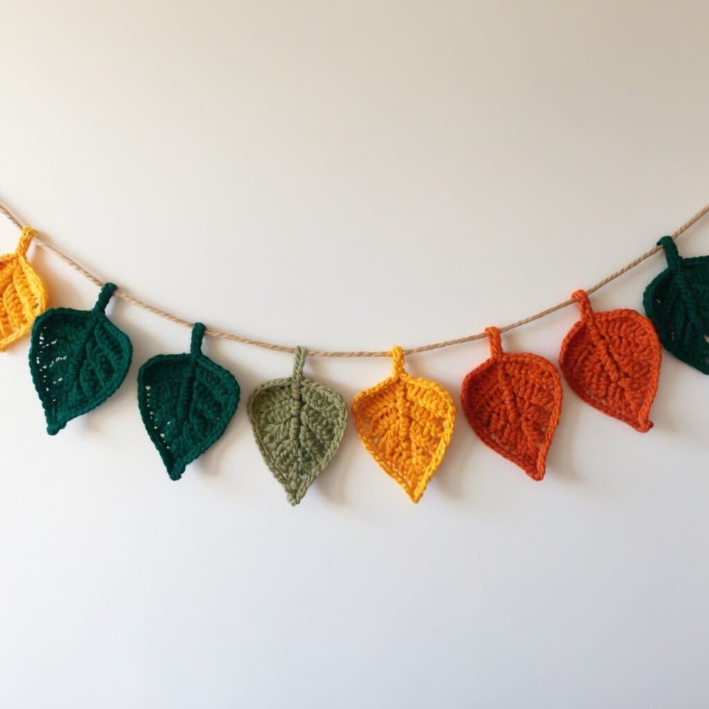 Crochet leaf garland example 3