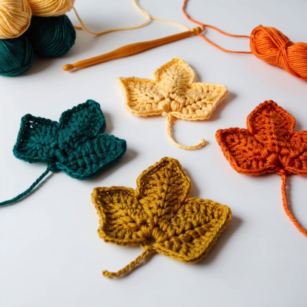 Crochet leaf garland step 2