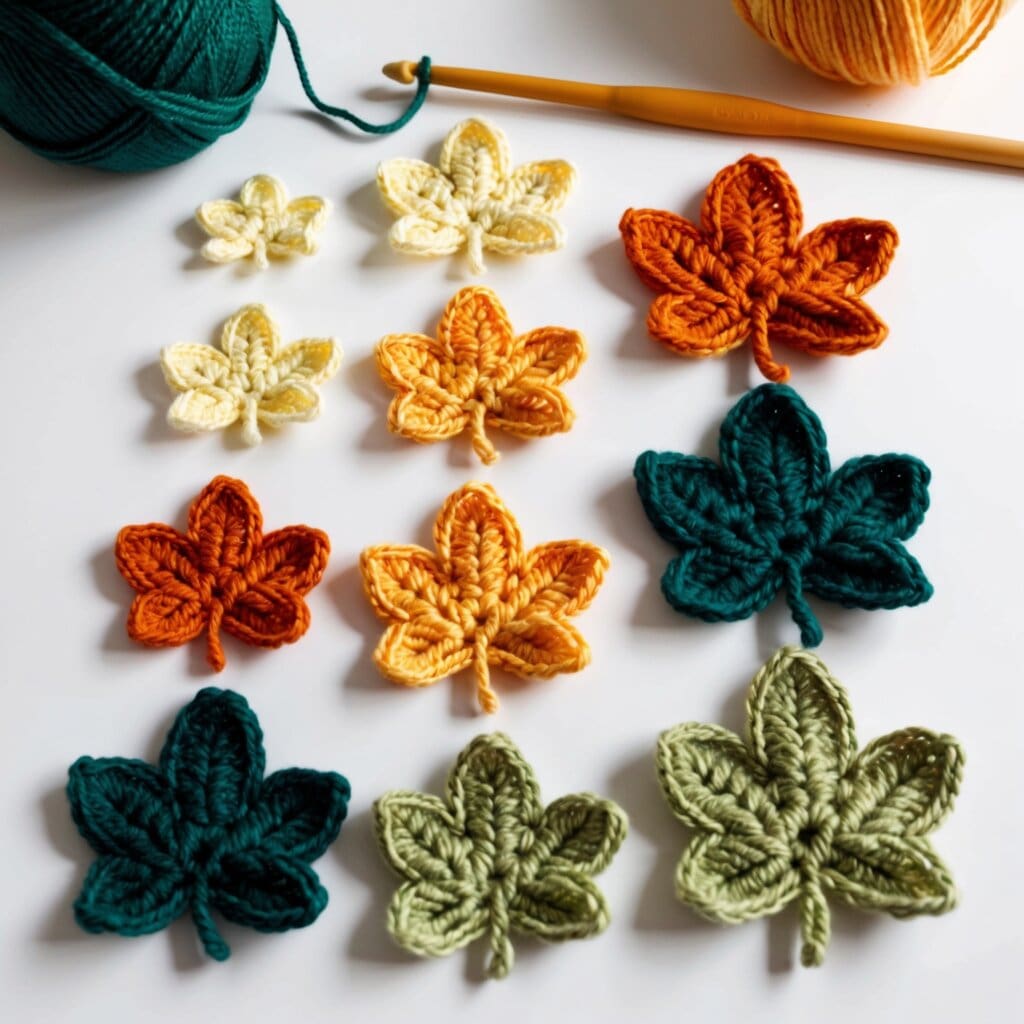 Crochet leaf garland step 3