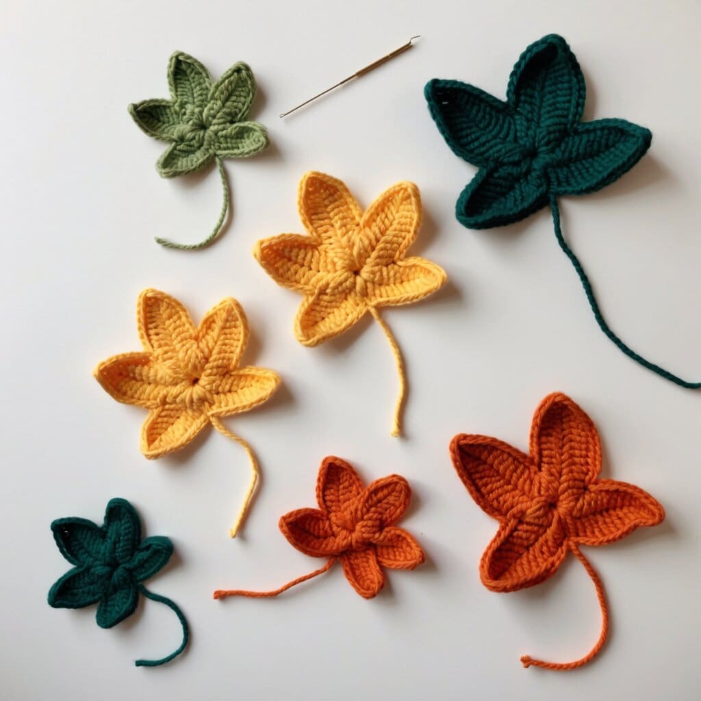 Crochet leaf garland step 4