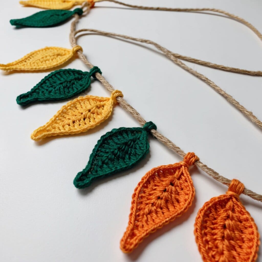 Crochet leaf garland step 5