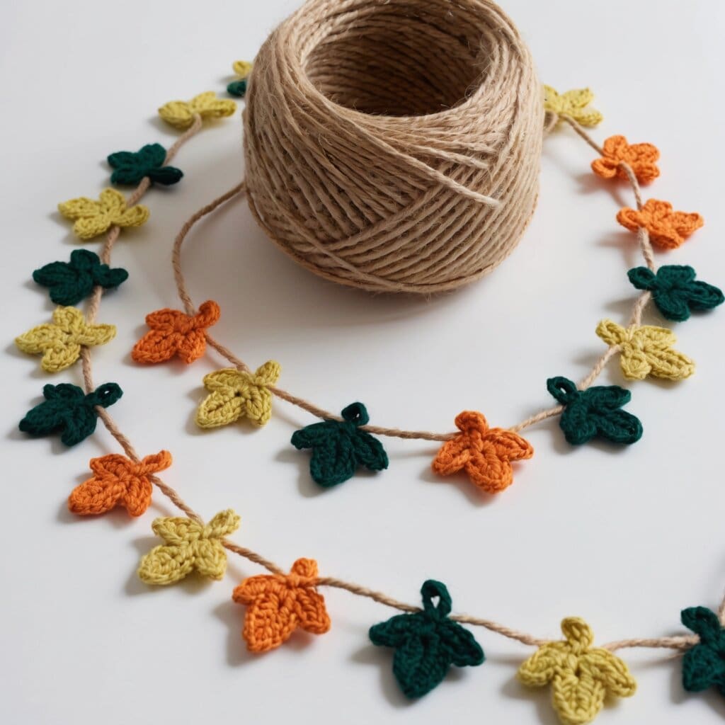 Crochet leaf garland step 6