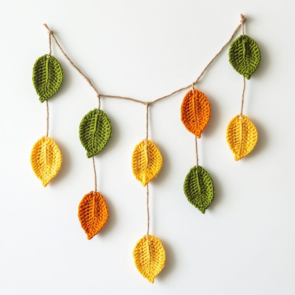 Crochet leaf garland