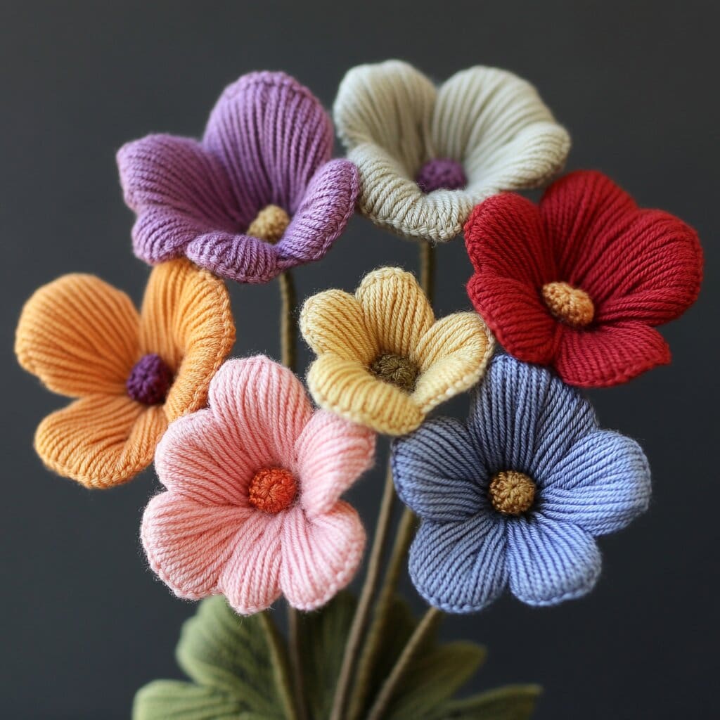 Knitted flowers