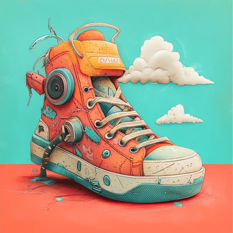 A kid friendly/childish and cute image of a sneaker