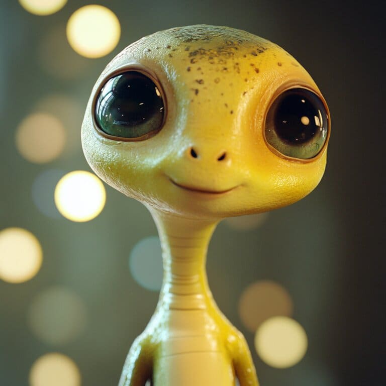 A kid friendly/childish and cute image of an alien