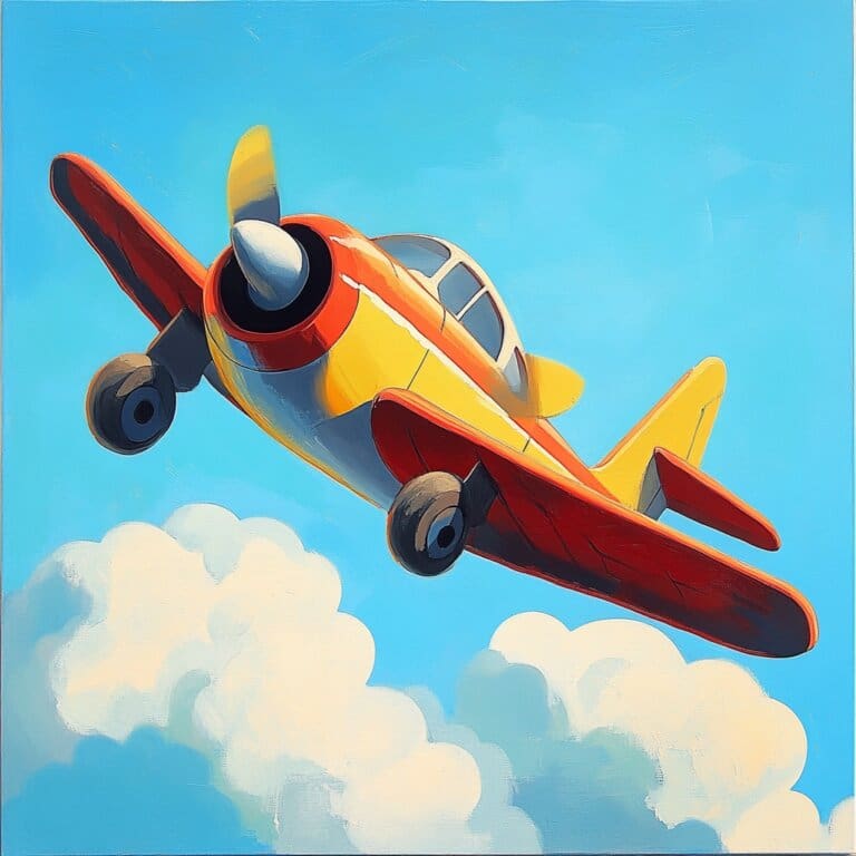 A kid friendly/childlike image of an airplane