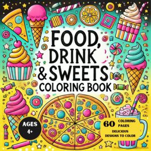 Food, drink & sweets coloring book